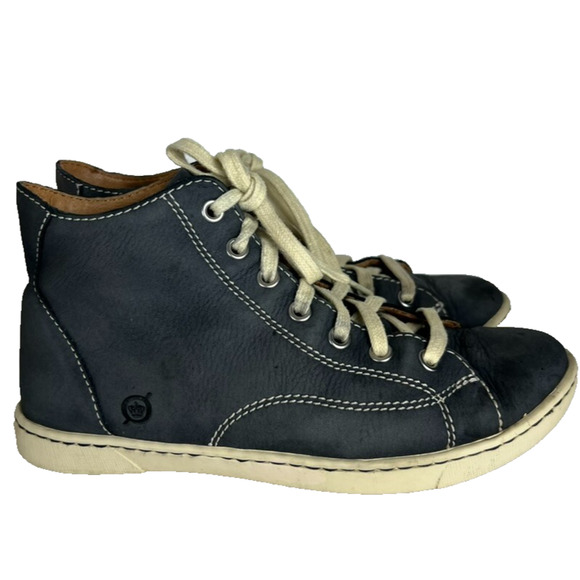 Born Sneakers Womens Size 6 Blue Suede High Top Leather Lace Up - Picture 1 of 11